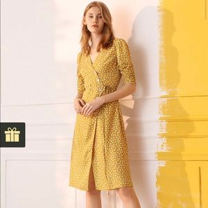 Lemon Yellow Polka Dot Tea Dress 🍋 🍵